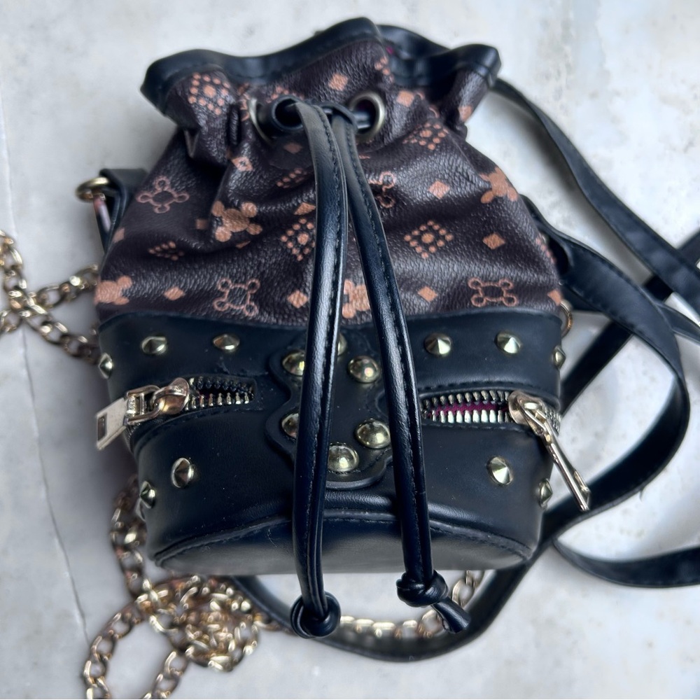 Black and Gold Studded Mini Handbag